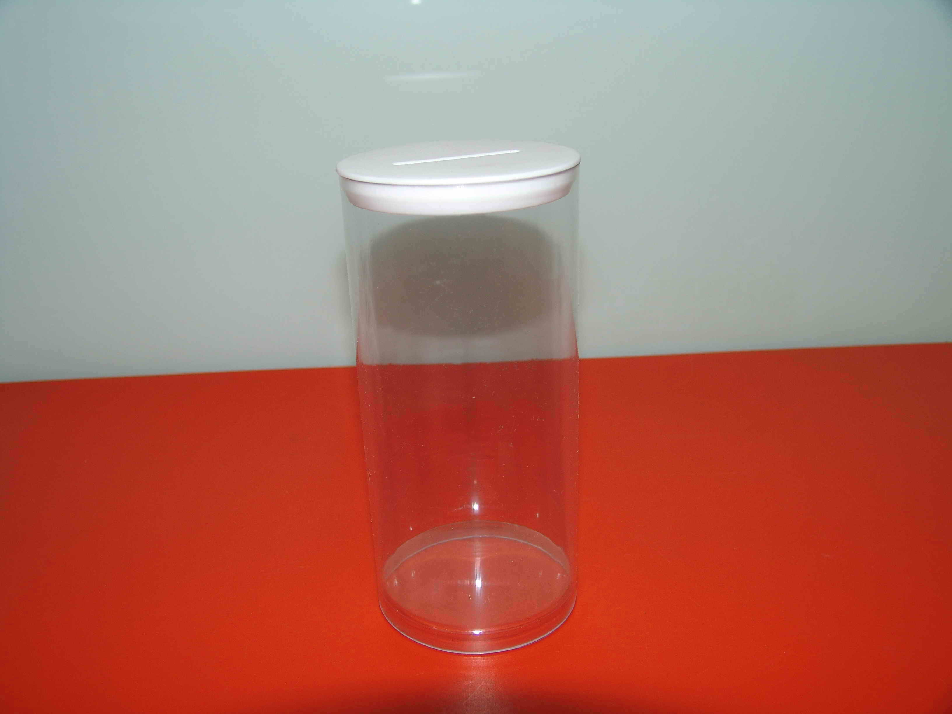 clear donation container and fun rasing can,clear plastic tubes,clear